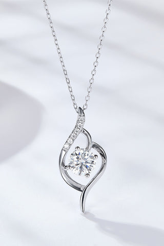 Platinum-Plated 1 Carat Moissanite Pendant Necklace, Trendsi - A Blissfully Beautiful Boutique