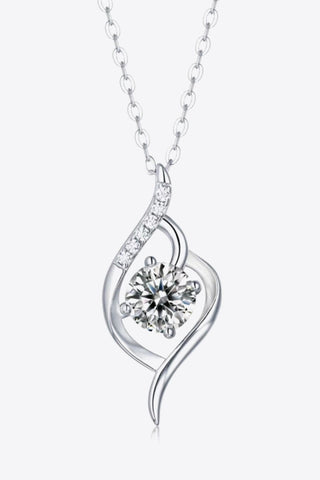Platinum-Plated 1 Carat Moissanite Pendant Necklace, Trendsi - A Blissfully Beautiful Boutique