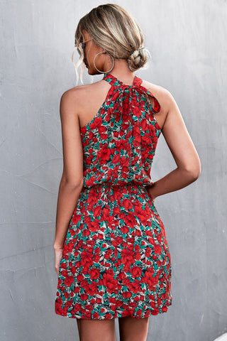 Floral Tied Sleeveless Mini Dress, Trendsi - A Blissfully Beautiful Boutique