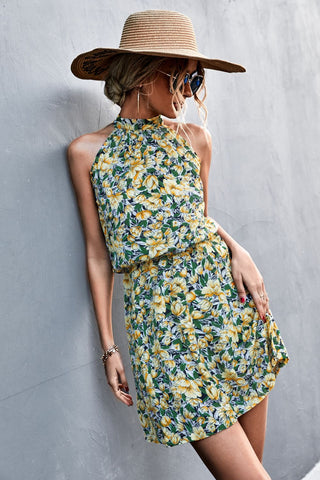 Floral Tied Sleeveless Mini Dress, Trendsi - A Blissfully Beautiful Boutique