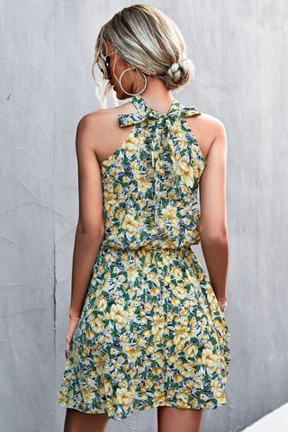 Floral Tied Sleeveless Mini Dress, Trendsi - A Blissfully Beautiful Boutique