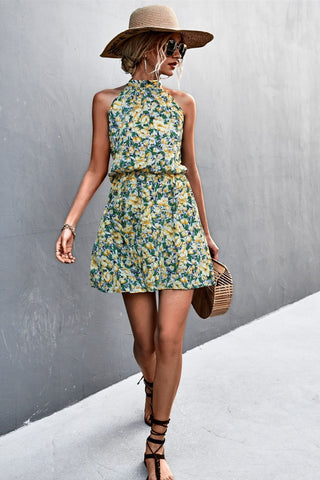 Floral Tied Sleeveless Mini Dress, Trendsi - A Blissfully Beautiful Boutique