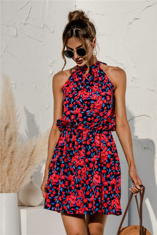Floral Tied Sleeveless Mini Dress, Trendsi - A Blissfully Beautiful Boutique