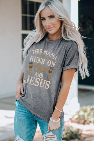 Slogan Graphic Round Neck Tee, Trendsi - A Blissfully Beautiful Boutique