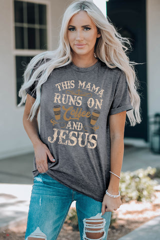 Slogan Graphic Round Neck Tee, Trendsi - A Blissfully Beautiful Boutique