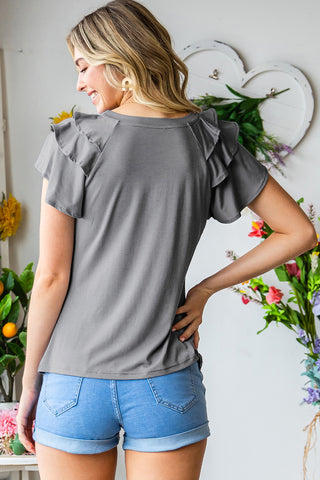 Layered Flutter Sleeve Round Neck Top, Trendsi - A Blissfully Beautiful Boutique