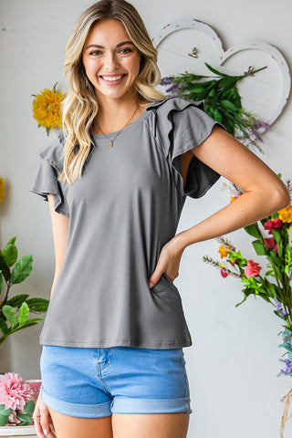 Layered Flutter Sleeve Round Neck Top, Trendsi - A Blissfully Beautiful Boutique