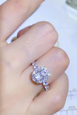2 Carat Moissanite 925 Sterling Silver Halo Ring, Trendsi - A Blissfully Beautiful Boutique