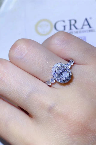 2 Carat Moissanite 925 Sterling Silver Halo Ring, Trendsi - A Blissfully Beautiful Boutique