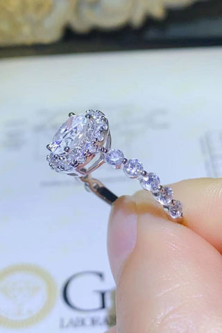 2 Carat Moissanite 925 Sterling Silver Halo Ring, Trendsi - A Blissfully Beautiful Boutique