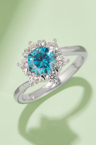 1 Carat Moissanite 925 Sterling Silver Cluster Ring, Trendsi - A Blissfully Beautiful Boutique