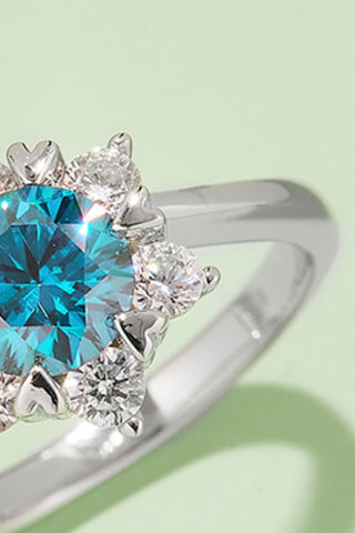 1 Carat Moissanite 925 Sterling Silver Cluster Ring, Trendsi - A Blissfully Beautiful Boutique