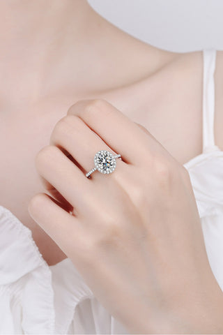 2 Carat Moissanite 925 Sterling Silver Halo Ring, Trendsi - A Blissfully Beautiful Boutique
