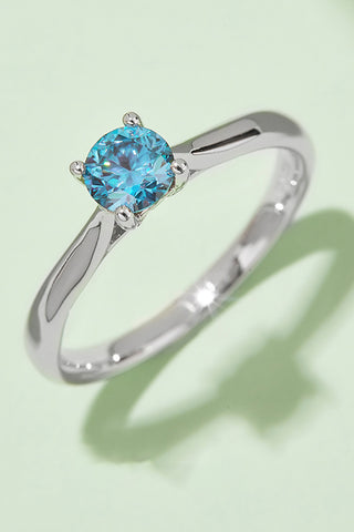 Moissanite Contrast 925 Sterling Silver Solitaire Ring, Trendsi - A Blissfully Beautiful Boutique