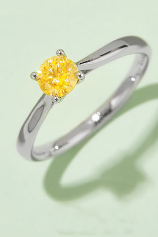 Moissanite Contrast 925 Sterling Silver Solitaire Ring, Trendsi - A Blissfully Beautiful Boutique