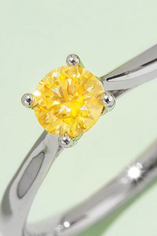 Moissanite Contrast 925 Sterling Silver Solitaire Ring, Trendsi - A Blissfully Beautiful Boutique