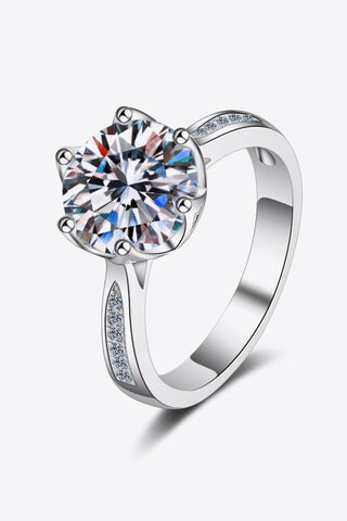 3 Carat Moissanite Rhodium-Plated Side Stone Ring, Trendsi - A Blissfully Beautiful Boutique