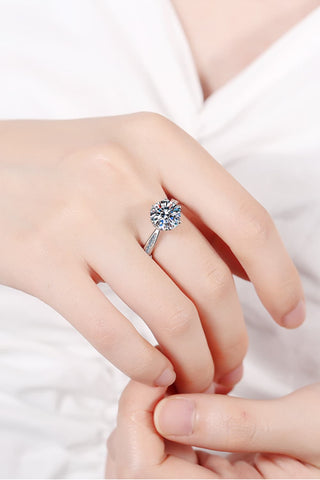 3 Carat Moissanite Rhodium-Plated Side Stone Ring, Trendsi - A Blissfully Beautiful Boutique