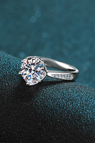 3 Carat Moissanite Rhodium-Plated Side Stone Ring, Trendsi - A Blissfully Beautiful Boutique