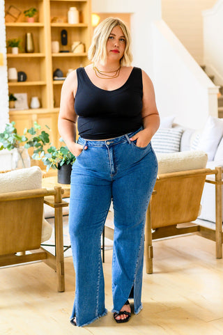 Caitlin High Rise Split Hem Straight Jeans, Ave Shops - A Blissfully Beautiful Boutique