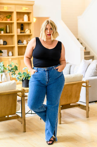 Caitlin High Rise Split Hem Straight Jeans, Ave Shops - A Blissfully Beautiful Boutique