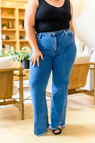 Caitlin High Rise Split Hem Straight Jeans, Ave Shops - A Blissfully Beautiful Boutique