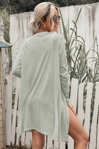 Button Down Long Sleeve Longline Cardigan, Trendsi - A Blissfully Beautiful Boutique