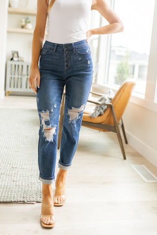 Colt High Rise Button Fly Distressed Boyfriend Jeans, Ave Shops - A Blissfully Beautiful Boutique