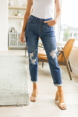 Colt High Rise Button Fly Distressed Boyfriend Jeans, Ave Shops - A Blissfully Beautiful Boutique