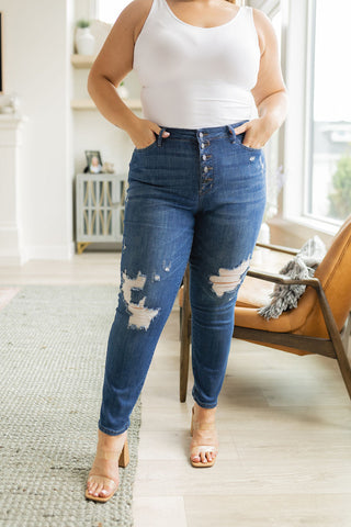 Colt High Rise Button Fly Distressed Boyfriend Jeans, Ave Shops - A Blissfully Beautiful Boutique