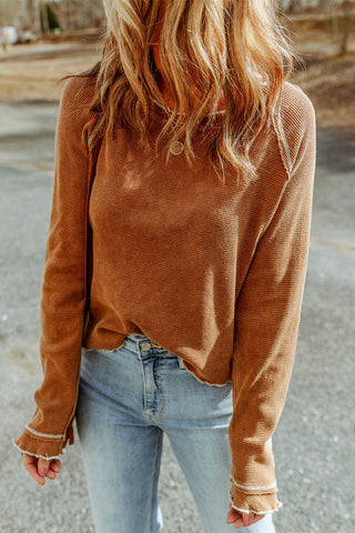 Long Raglan Sleeve Round Neck Top, Trendsi - A Blissfully Beautiful Boutique