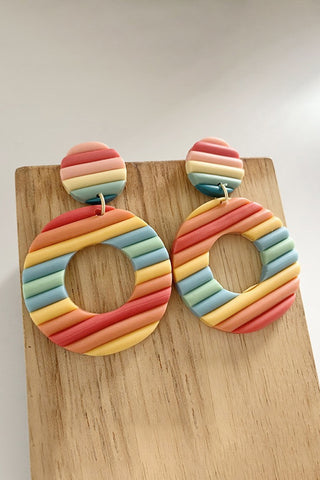 Round Shape Wooden Dangle Earrings, Trendsi - A Blissfully Beautiful Boutique