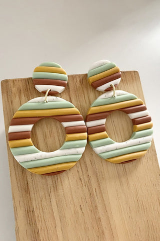 Round Shape Wooden Dangle Earrings, Trendsi - A Blissfully Beautiful Boutique