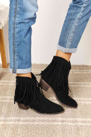 Legend Women's Fringe Cowboy Western Ankle Boots, Trendsi - A Blissfully Beautiful Boutique