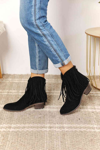 Legend Women's Fringe Cowboy Western Ankle Boots, Trendsi - A Blissfully Beautiful Boutique