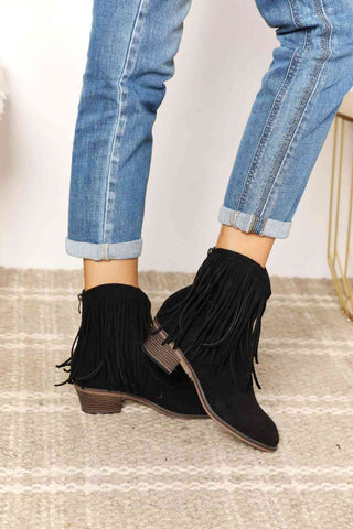 Legend Women's Fringe Cowboy Western Ankle Boots, Trendsi - A Blissfully Beautiful Boutique