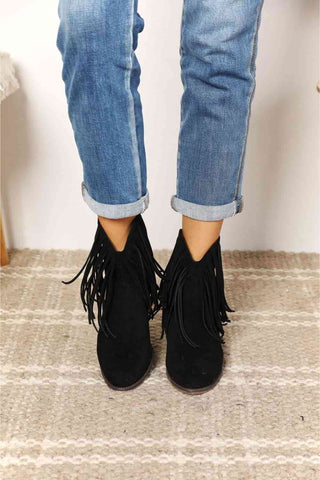 Legend Women's Fringe Cowboy Western Ankle Boots, Trendsi - A Blissfully Beautiful Boutique