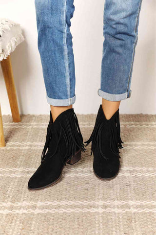 Legend Women's Fringe Cowboy Western Ankle Boots, Trendsi - A Blissfully Beautiful Boutique