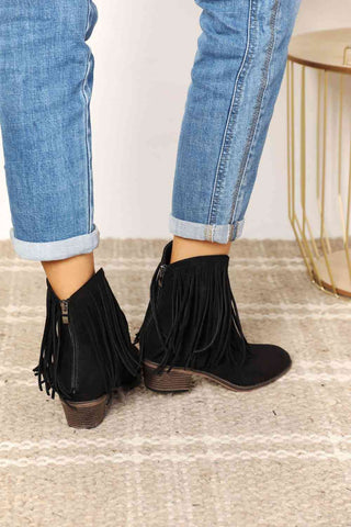 Legend Women's Fringe Cowboy Western Ankle Boots, Trendsi - A Blissfully Beautiful Boutique