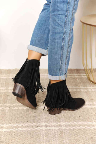 Legend Women's Fringe Cowboy Western Ankle Boots, Trendsi - A Blissfully Beautiful Boutique