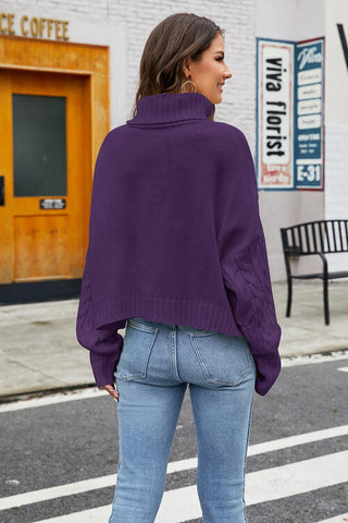 Turtleneck Cable-Knit  Long Sleeve Sweater, Trendsi - A Blissfully Beautiful Boutique