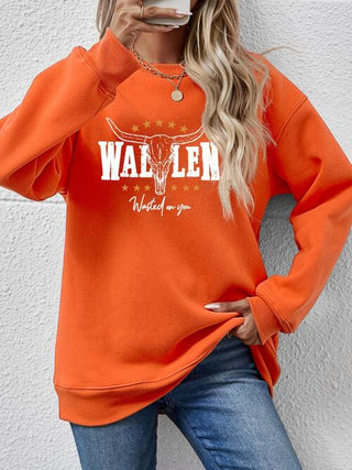 Graphic Round Neck Dropped Shoulder Sweatshirt, Trendsi - A Blissfully Beautiful Boutique