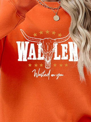 Graphic Round Neck Dropped Shoulder Sweatshirt, Trendsi - A Blissfully Beautiful Boutique