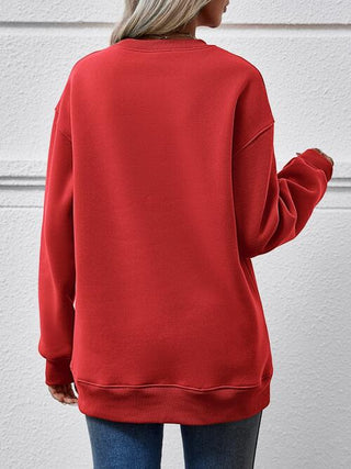 Graphic Round Neck Dropped Shoulder Sweatshirt, Trendsi - A Blissfully Beautiful Boutique