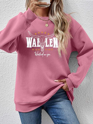 Graphic Round Neck Dropped Shoulder Sweatshirt, Trendsi - A Blissfully Beautiful Boutique