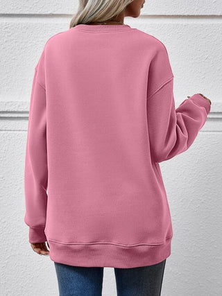 Graphic Round Neck Dropped Shoulder Sweatshirt, Trendsi - A Blissfully Beautiful Boutique