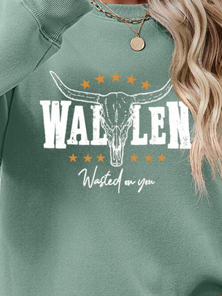 Graphic Round Neck Dropped Shoulder Sweatshirt, Trendsi - A Blissfully Beautiful Boutique
