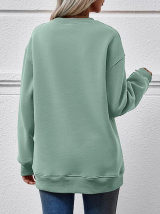 Graphic Round Neck Dropped Shoulder Sweatshirt, Trendsi - A Blissfully Beautiful Boutique