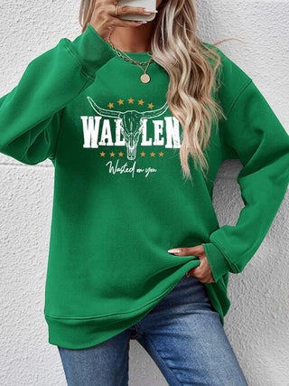 Graphic Round Neck Dropped Shoulder Sweatshirt, Trendsi - A Blissfully Beautiful Boutique