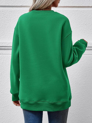 Graphic Round Neck Dropped Shoulder Sweatshirt, Trendsi - A Blissfully Beautiful Boutique
